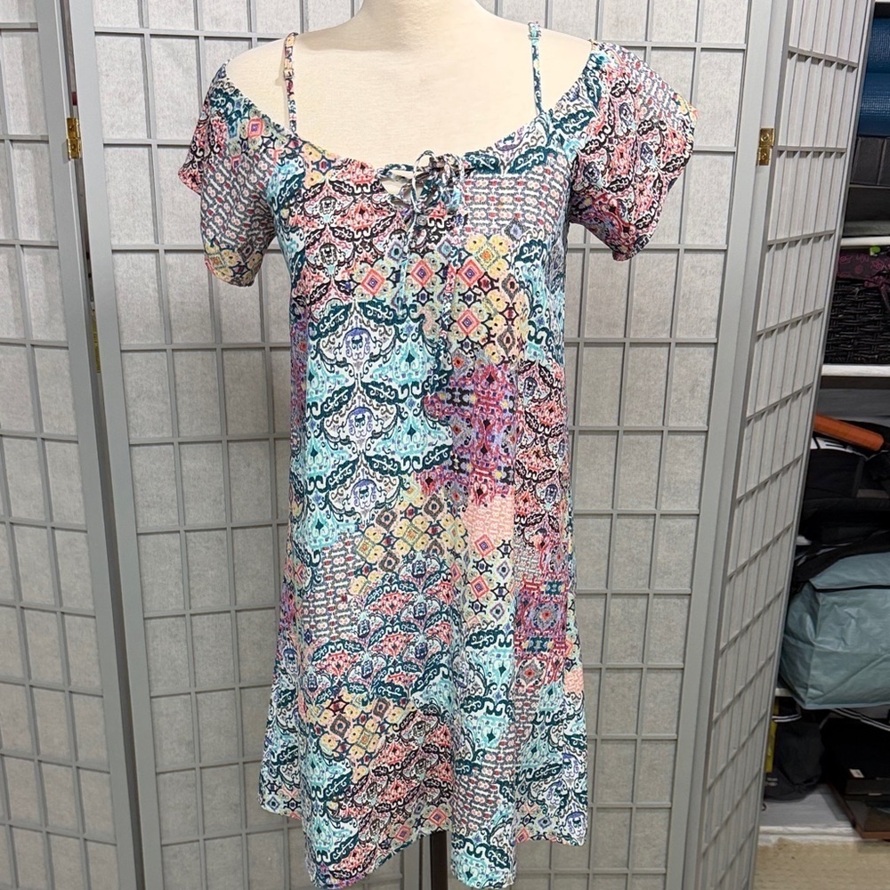 Tristan Multicolor Patterned Dress, Size Small